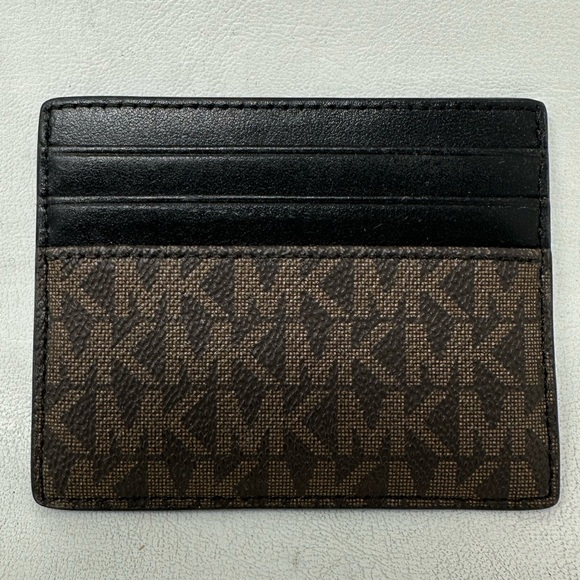 Michael Kors Hudson Logo Stripe Leather Card Case, Men's Size OS - Brown - Picture 2 of 5
